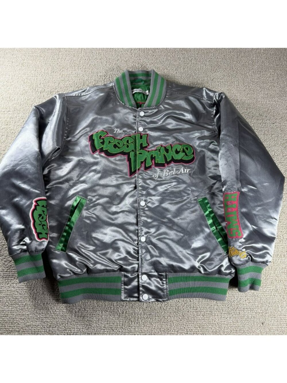 Headgear Classics Fresh Prince Of Bel-Air Satin Jacket Silver Men's Size 73